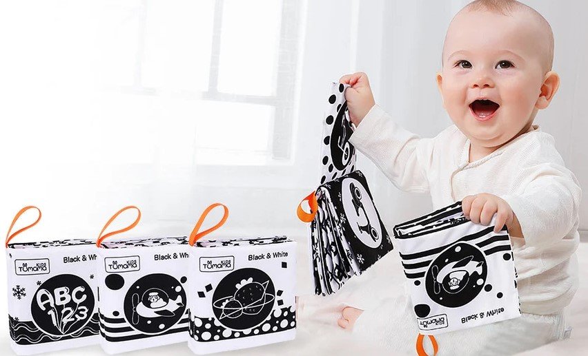 why are baby toys black and white